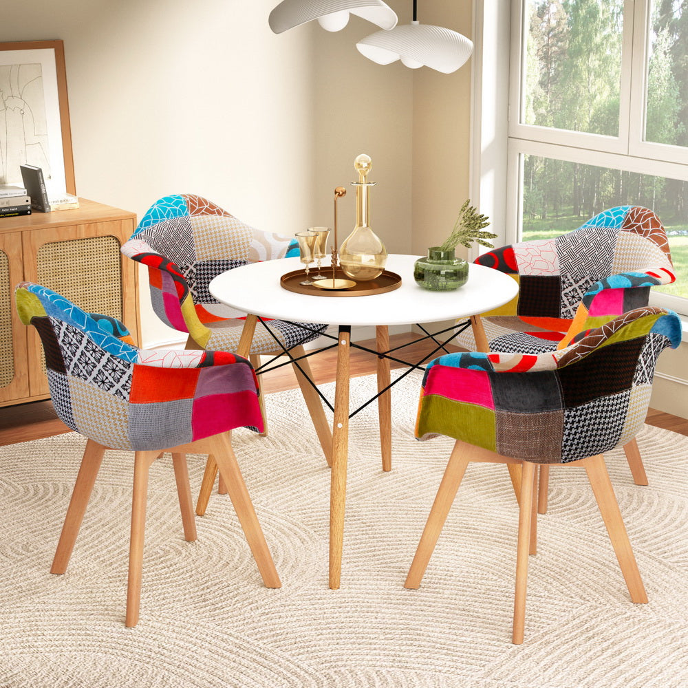 1 Artiss Dining Table and 4 Chairs Set DSW White Chez Guru