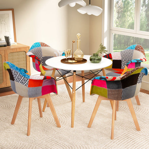 1 Artiss Dining Table and 4 Chairs Set DSW White Chez Guru
