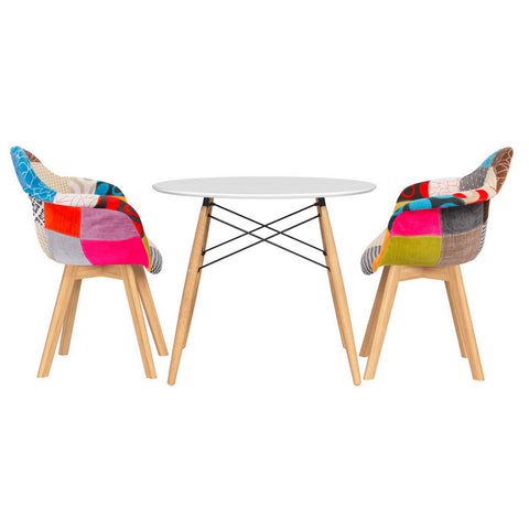 1 Artiss Dining Table and 2 Chairs Set DSW 90cm Chez Guru