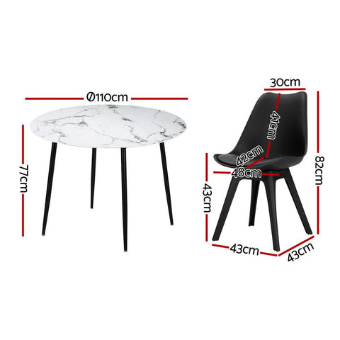 1 Artiss Dining Table and 4 Chairs Set Marble Black Chez Guru