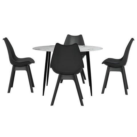 1 Artiss Dining Table and 4 Chairs Set Marble Black Chez Guru