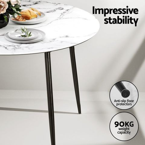 1 Artiss Dining Table and 4 Chairs Set Marble Black Chez Guru