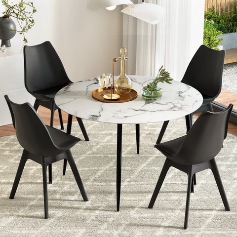 1 Artiss Dining Table and 4 Chairs Set Marble Black Chez Guru