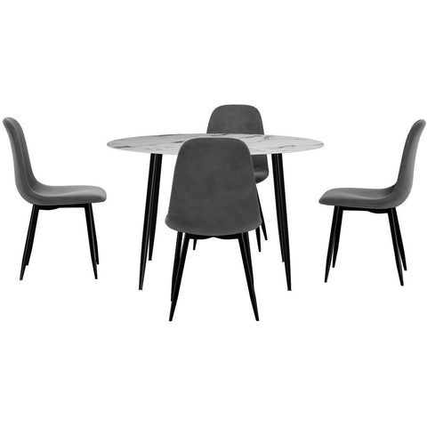 1 Artiss Dining Table and 4 Chairs Set Marble Grey Chez Guru
