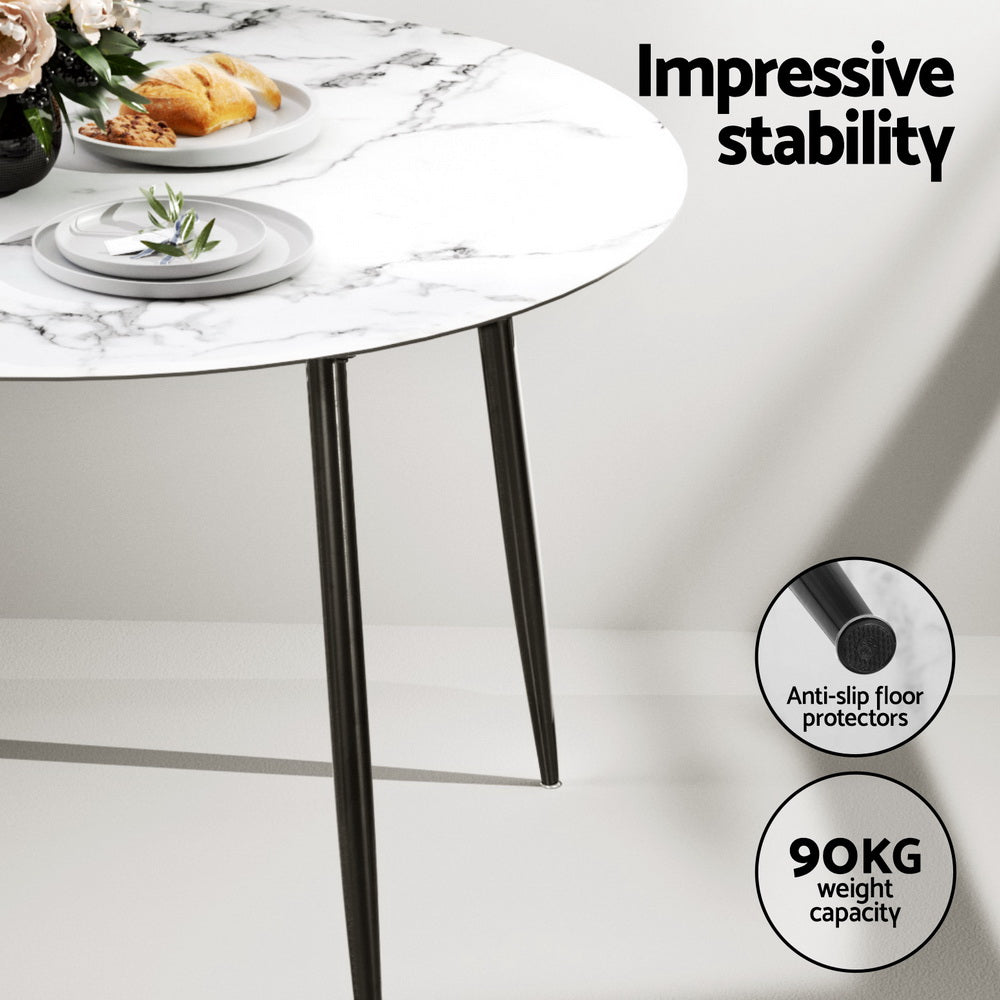 1 Artiss Dining Table and 4 Chairs Set Marble Grey Chez Guru
