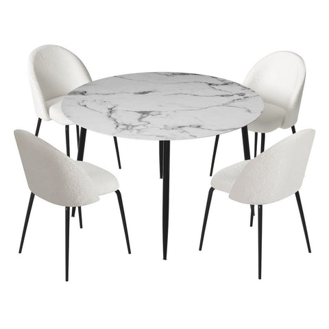 1 Artiss Dining Table and 4 Chairs Set Marble White Chez Guru