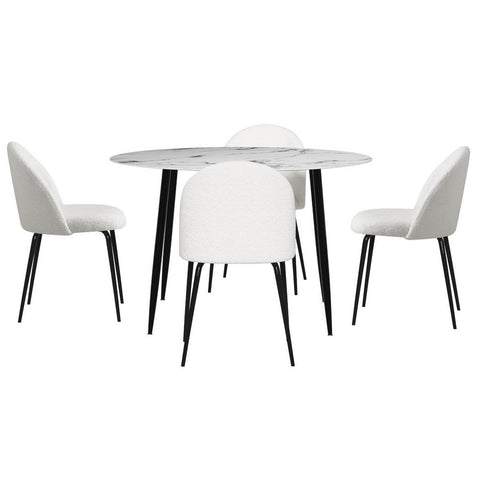1 Artiss Dining Table and 4 Chairs Set Marble White Chez Guru