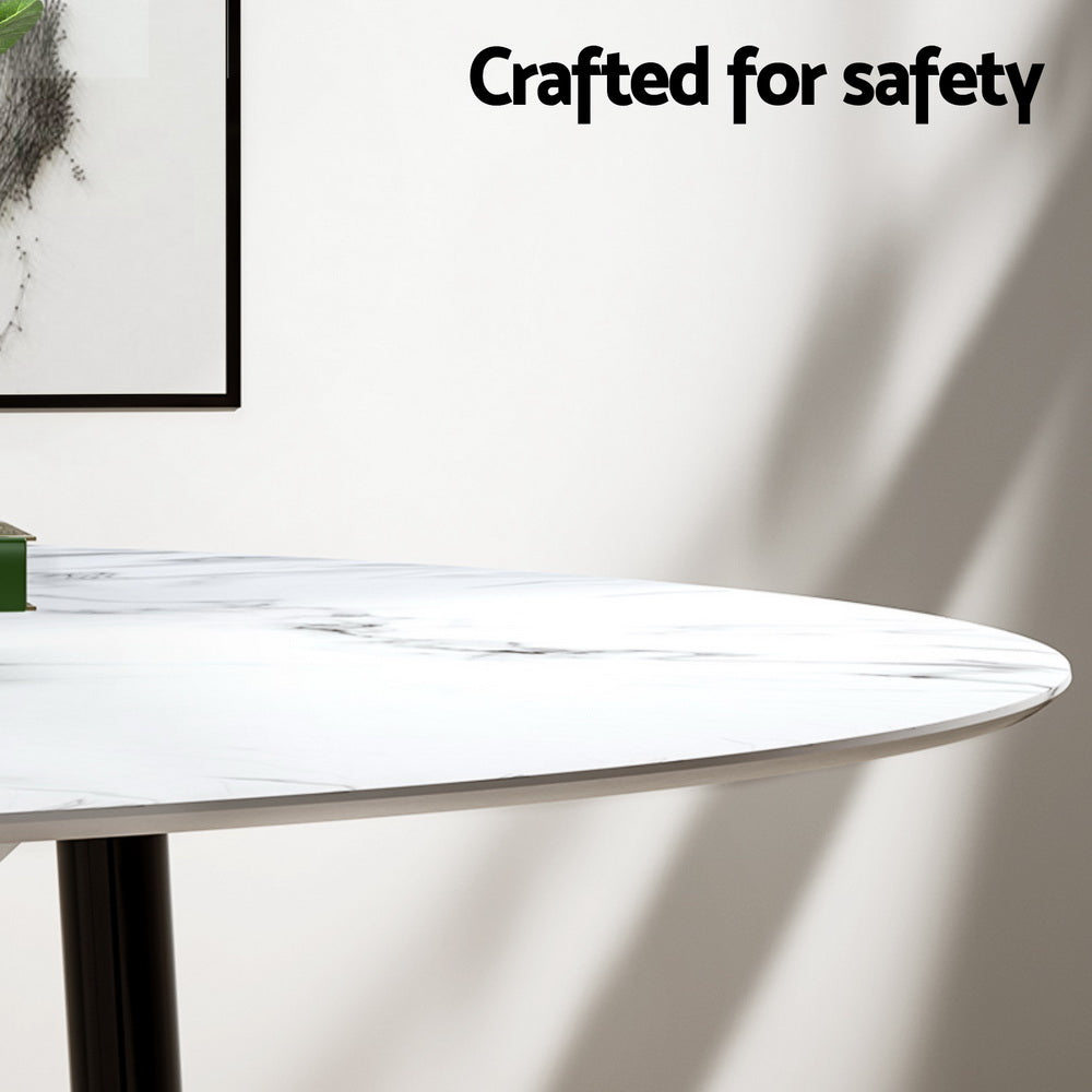 1 Artiss Dining Table and 4 Chairs Set Marble White Chez Guru