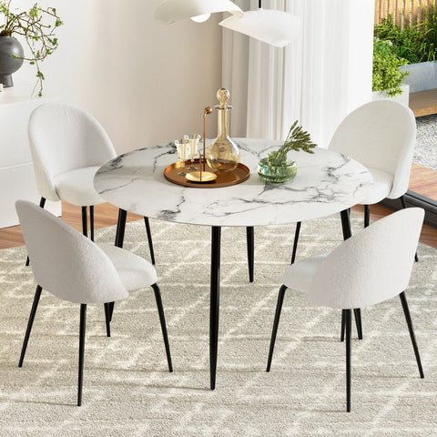 1 Artiss Dining Table and 4 Chairs Set Marble White Chez Guru