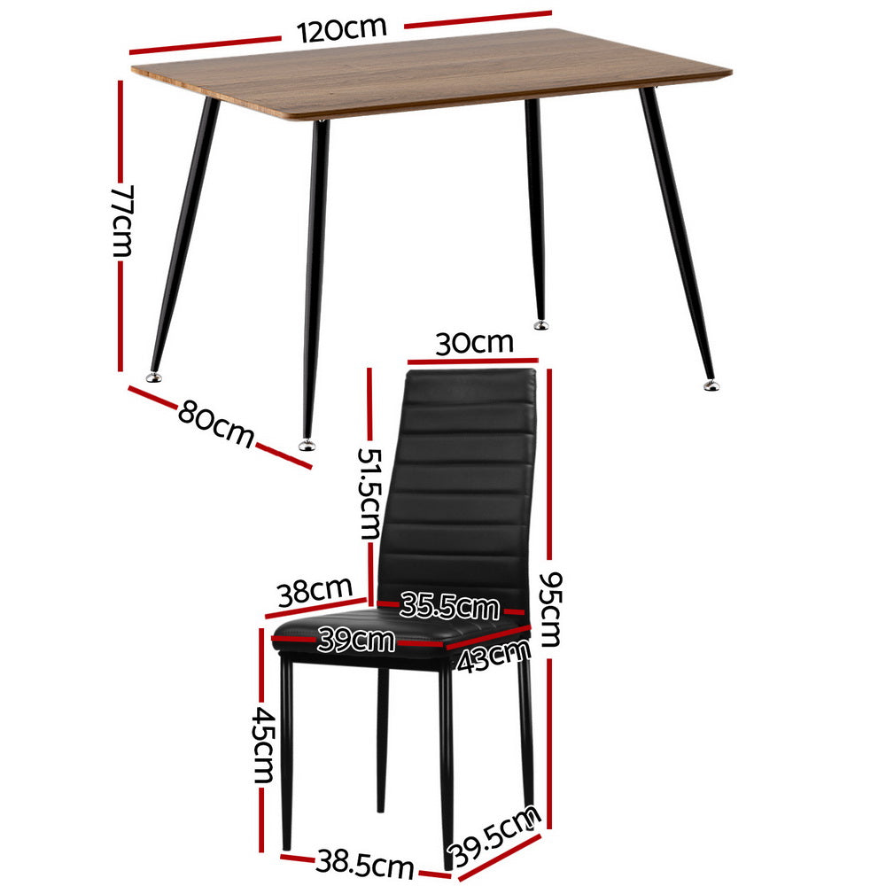 1 Artiss Dining Table and 4 Chairs Set Rectangle Metal Chez Guru