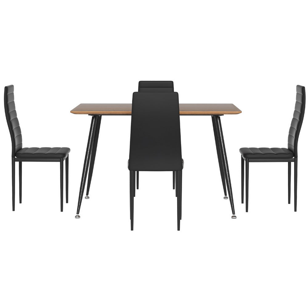 1 Artiss Dining Table and 4 Chairs Set Rectangle Metal Chez Guru