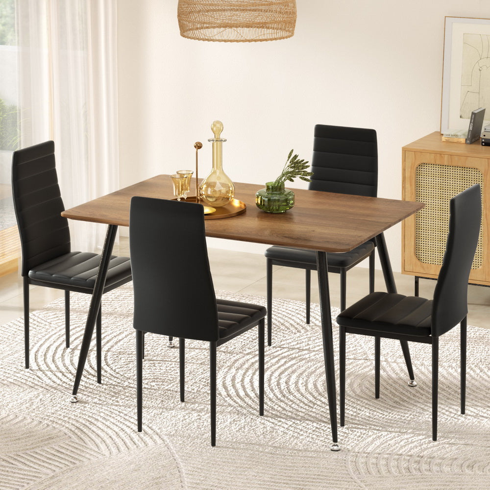1 Artiss Dining Table and 4 Chairs Set Rectangle Metal Chez Guru