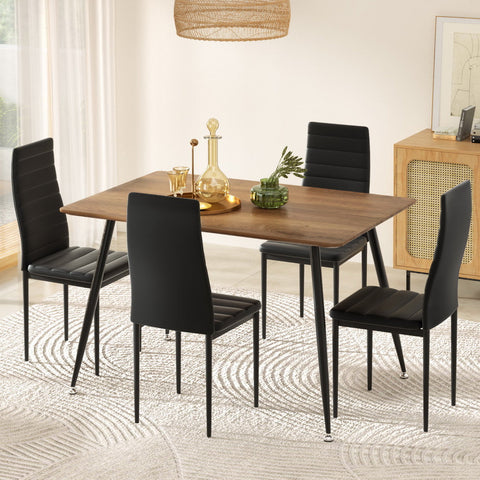 1 Artiss Dining Table and 4 Chairs Set Rectangle Metal Chez Guru