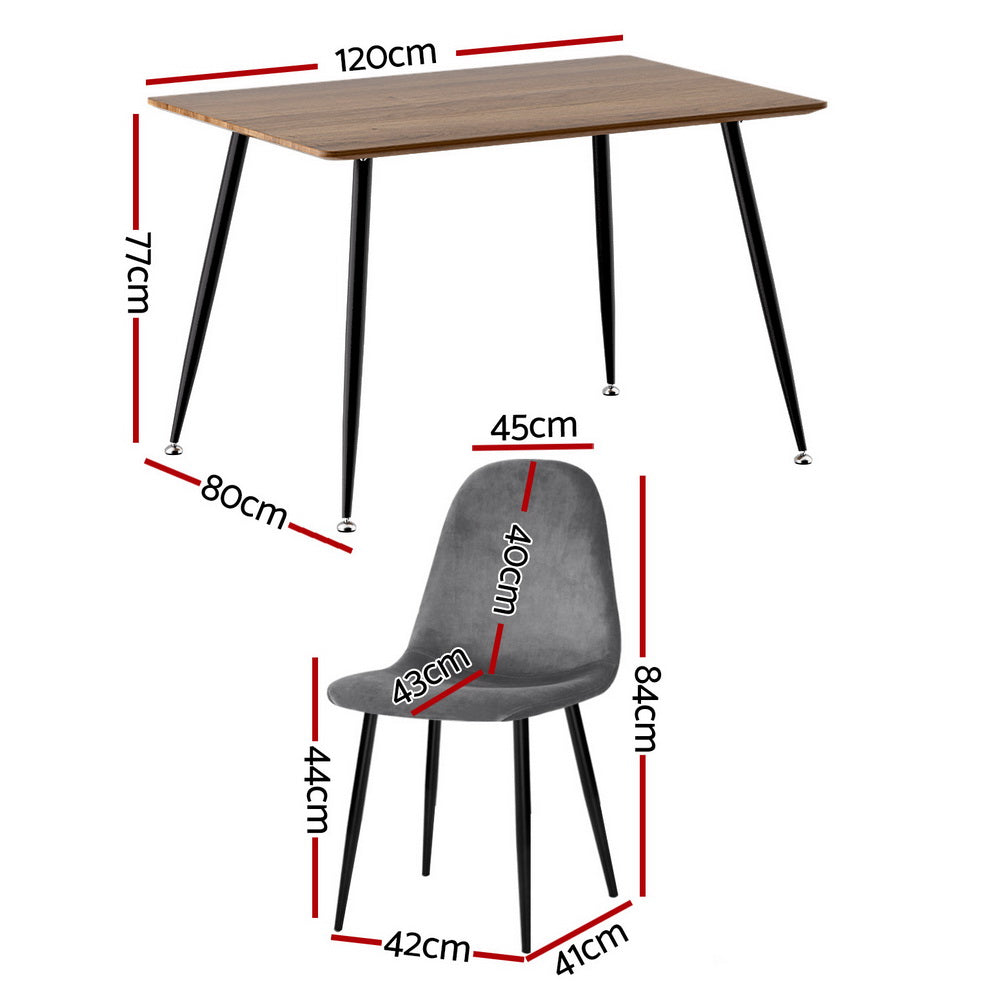 1 Artiss Dining Table and 4 Chairs Set Grey Metal Chez Guru