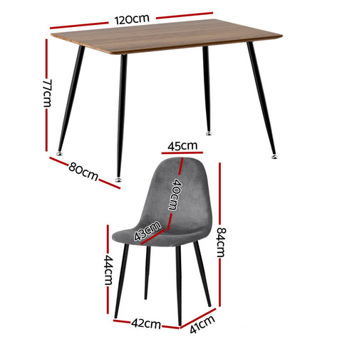 1 Artiss Dining Table and 4 Chairs Set Grey Metal Chez Guru