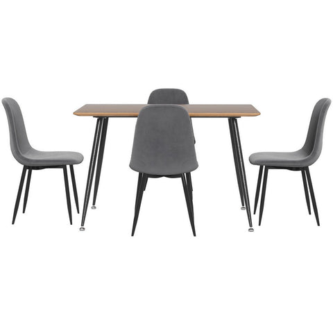 1 Artiss Dining Table and 4 Chairs Set Grey Metal Chez Guru