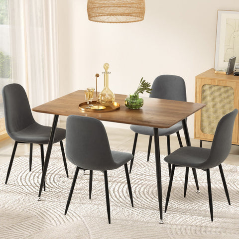 1 Artiss Dining Table and 4 Chairs Set Grey Metal Chez Guru
