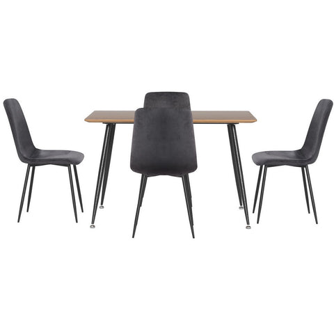1 Artiss Dining Table and 4 Chairs Set Grey Velvet Chez Guru