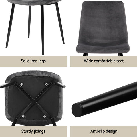 1 Artiss Dining Table and 4 Chairs Set Grey Velvet Chez Guru
