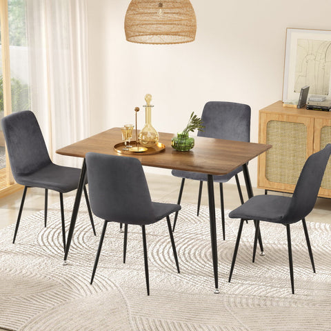 1 Artiss Dining Table and 4 Chairs Set Grey Velvet Chez Guru