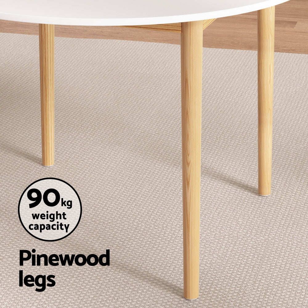 1 Artiss Dining Table and 4 Chairs Set White Wood Chez Guru