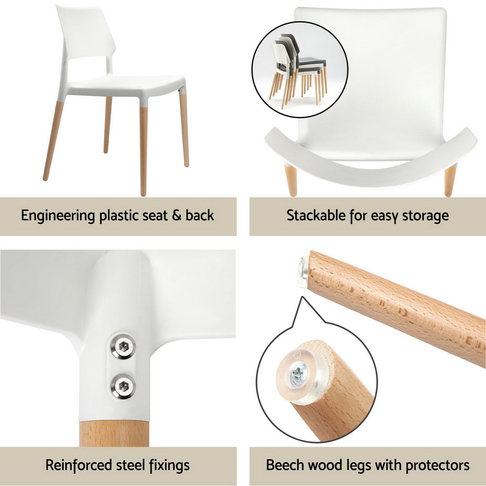 1 Artiss Dining Table and 4 Chairs Set White Wood Chez Guru