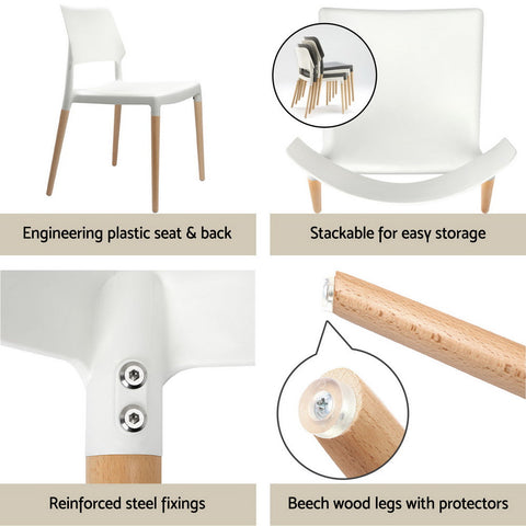 1 Artiss Dining Table and 4 Chairs Set White Wood Chez Guru