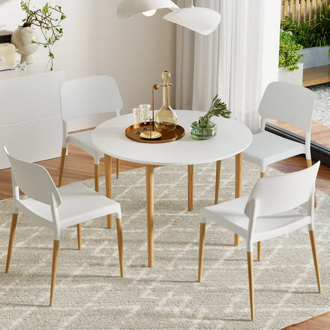1 Artiss Dining Table and 4 Chairs Set White Wood Chez Guru