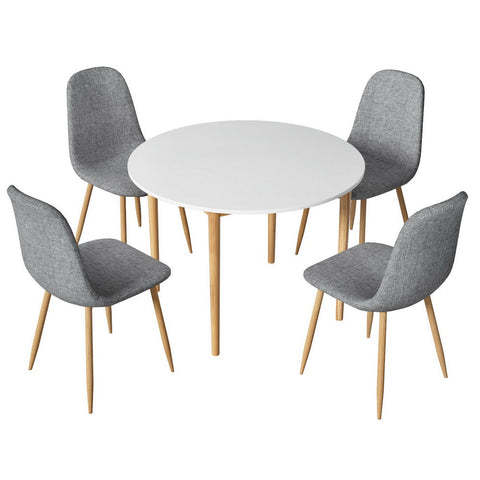 1 Artiss Dining Table and 4 Chairs Set White Grey Chez Guru