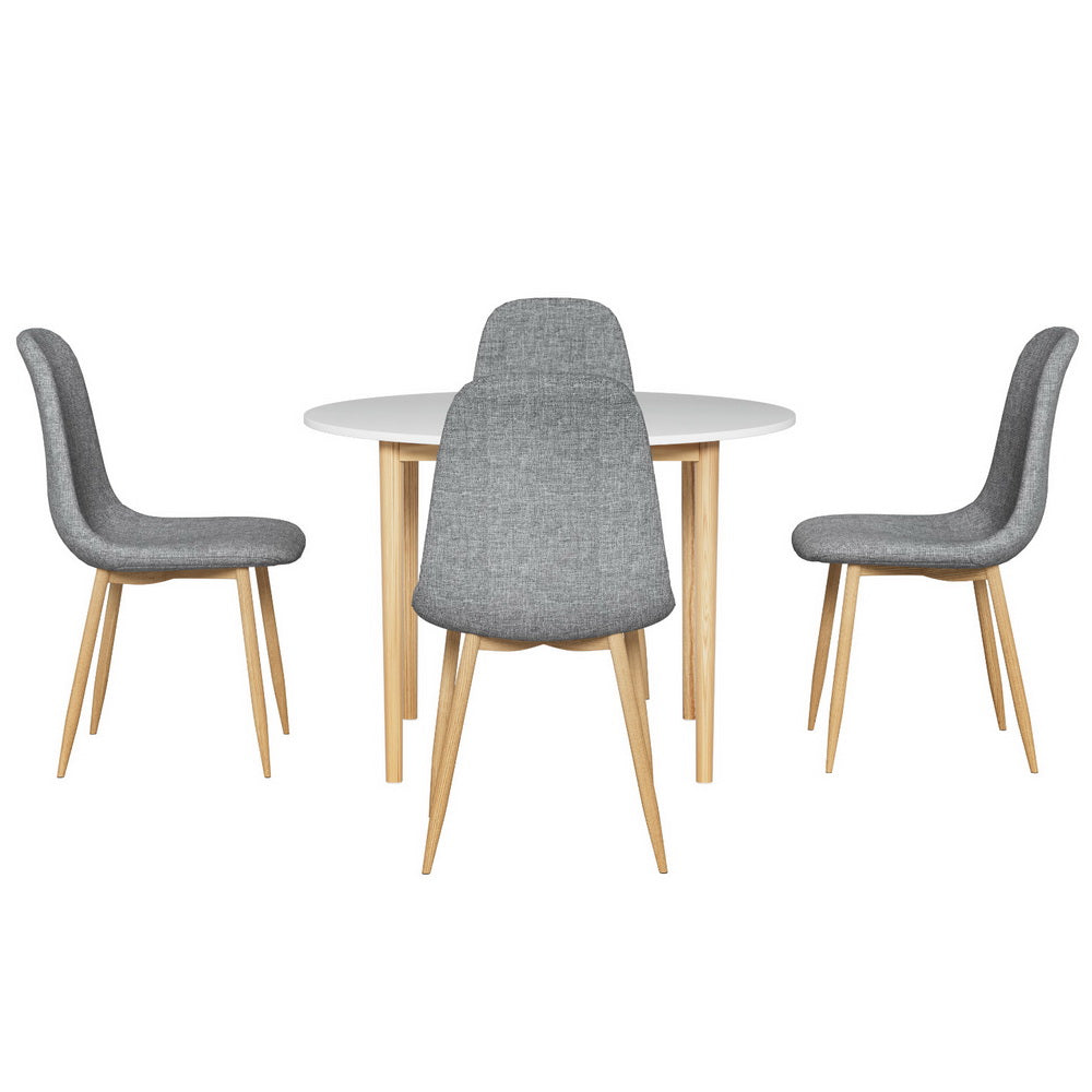 1 Artiss Dining Table and 4 Chairs Set White Grey Chez Guru