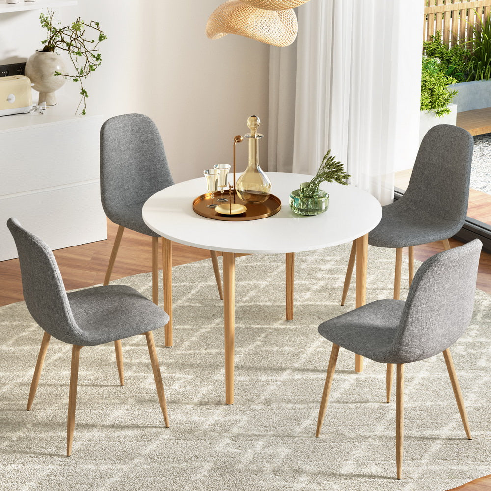 1 Artiss Dining Table and 4 Chairs Set White Grey Chez Guru