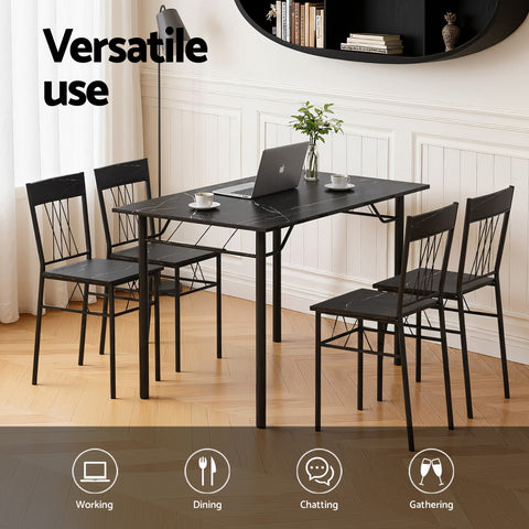 Artiss Dining Table and Chairs Set of 5 Compact Kitchen Furniture Marble Black