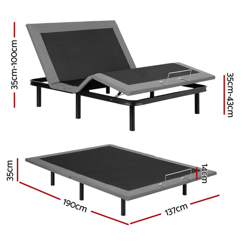 Artiss Adjustable Bed Frame Double Size Electric Bed Base Wireless Remote Control Zero Gravity Power Bed Foundation