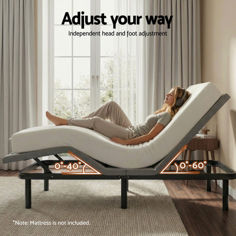 Artiss Adjustable Bed Frame Double Size Electric Bed Base Wireless Remote Control Zero Gravity Power Bed Foundation