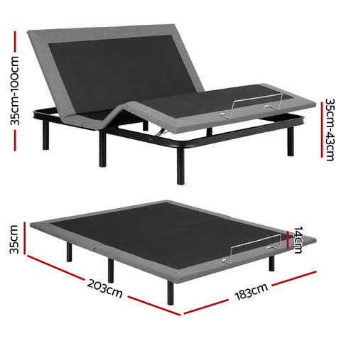 Artiss Adjustable Bed Frame King Size Electric Bed Base Wireless Remote Control Zero Gravity Power Bed Foundation