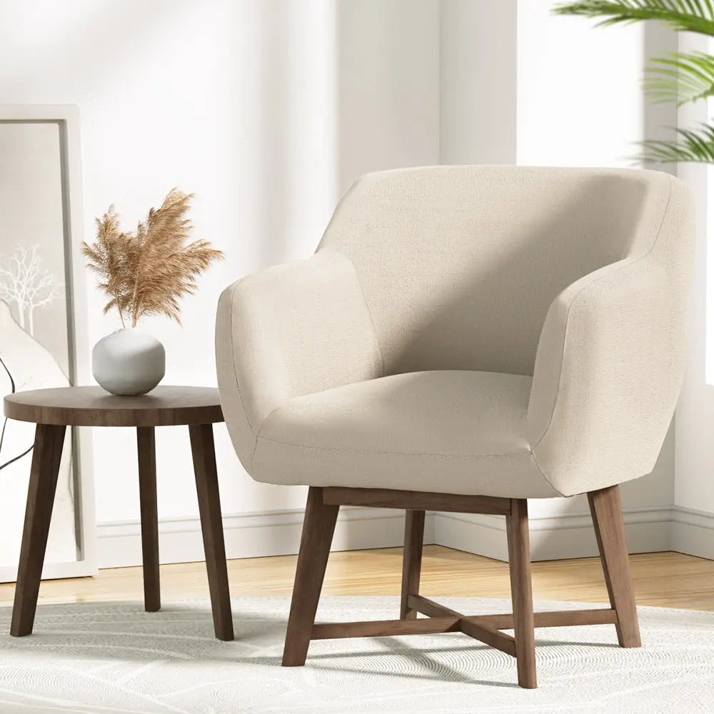 Artiss Armchair Tub Chair Beige Aston - Chez Guru