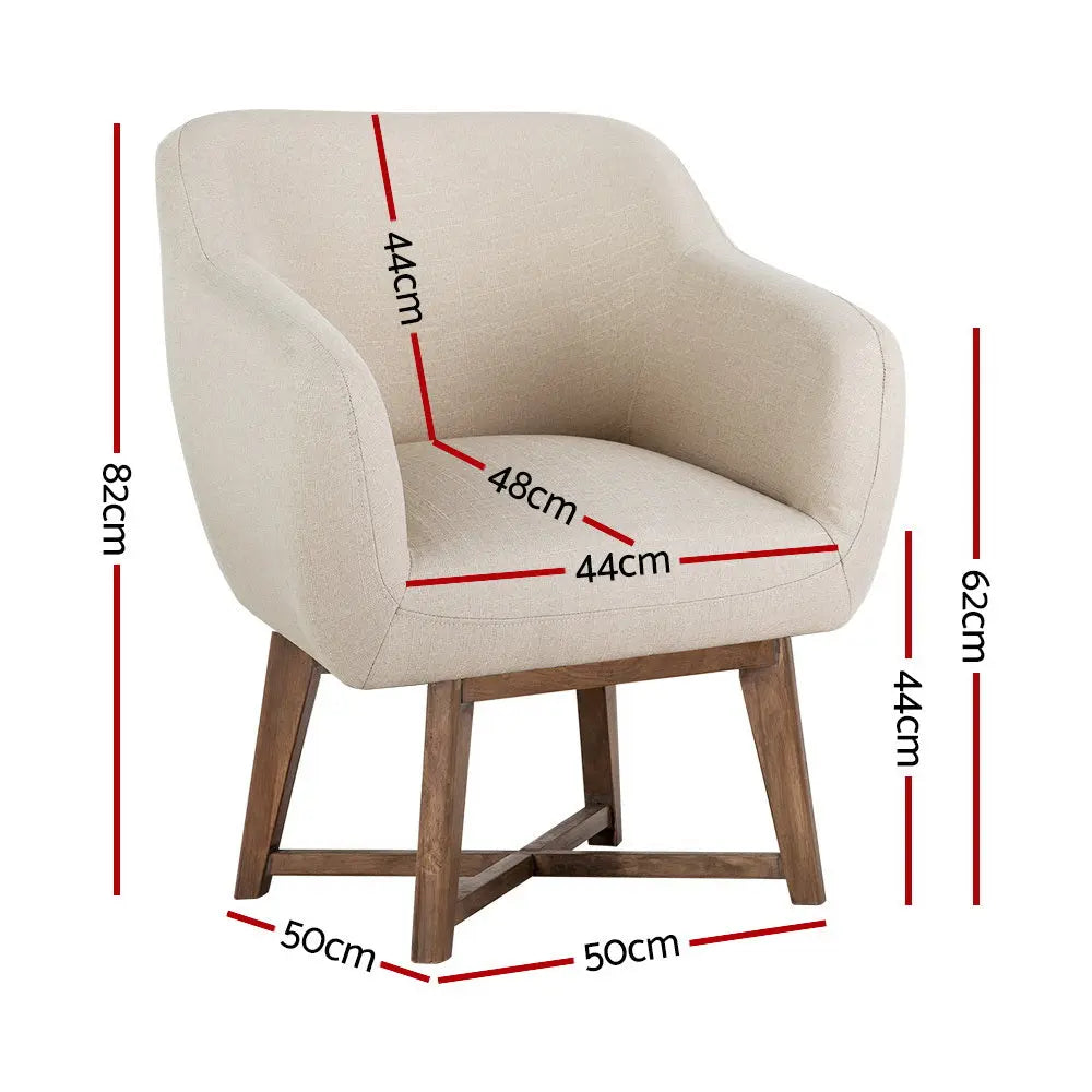 Artiss Armchair Tub Chair Beige Aston - Chez Guru