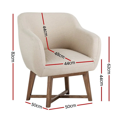 Artiss Armchair Tub Chair Beige Aston - Chez Guru