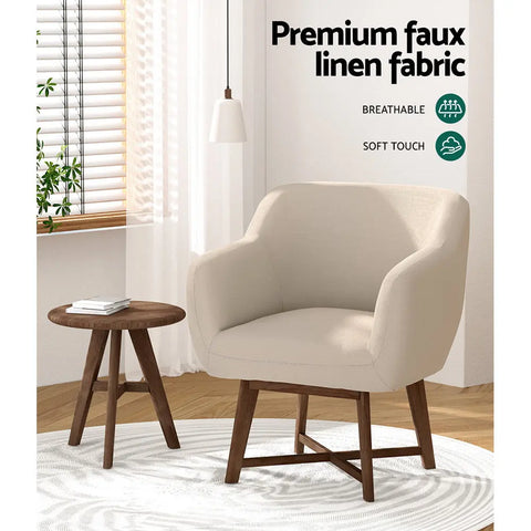 Artiss Armchair Tub Chair Beige Aston - Chez Guru