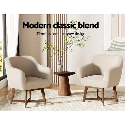 Artiss Armchair Tub Chair Beige Aston - Chez Guru