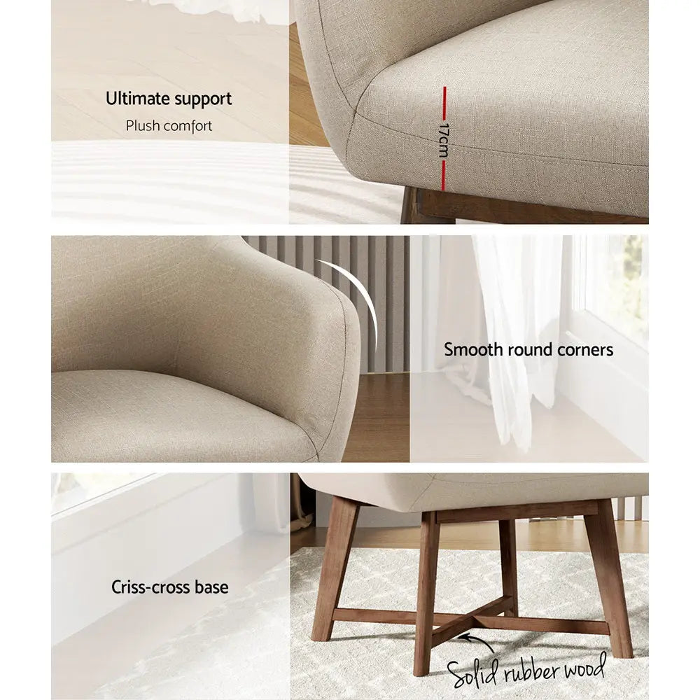 Artiss Armchair Tub Chair Beige Aston - Chez Guru