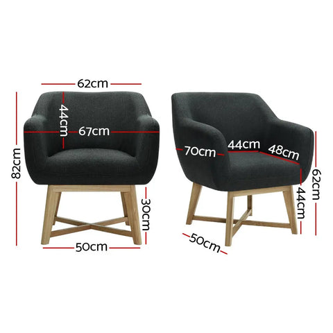 Artiss Armchair Tub Chair Charcoal Aston - Chez Guru