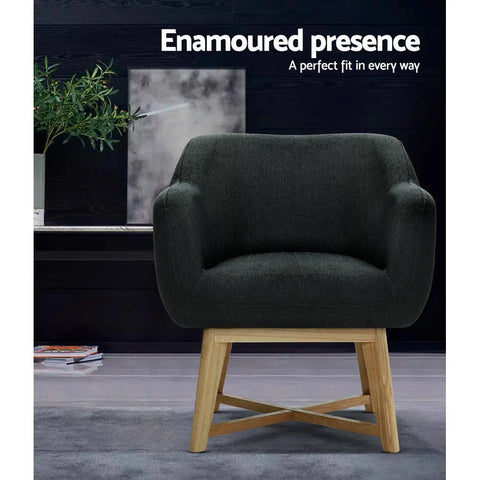 Artiss Armchair Tub Chair Charcoal Aston - Chez Guru