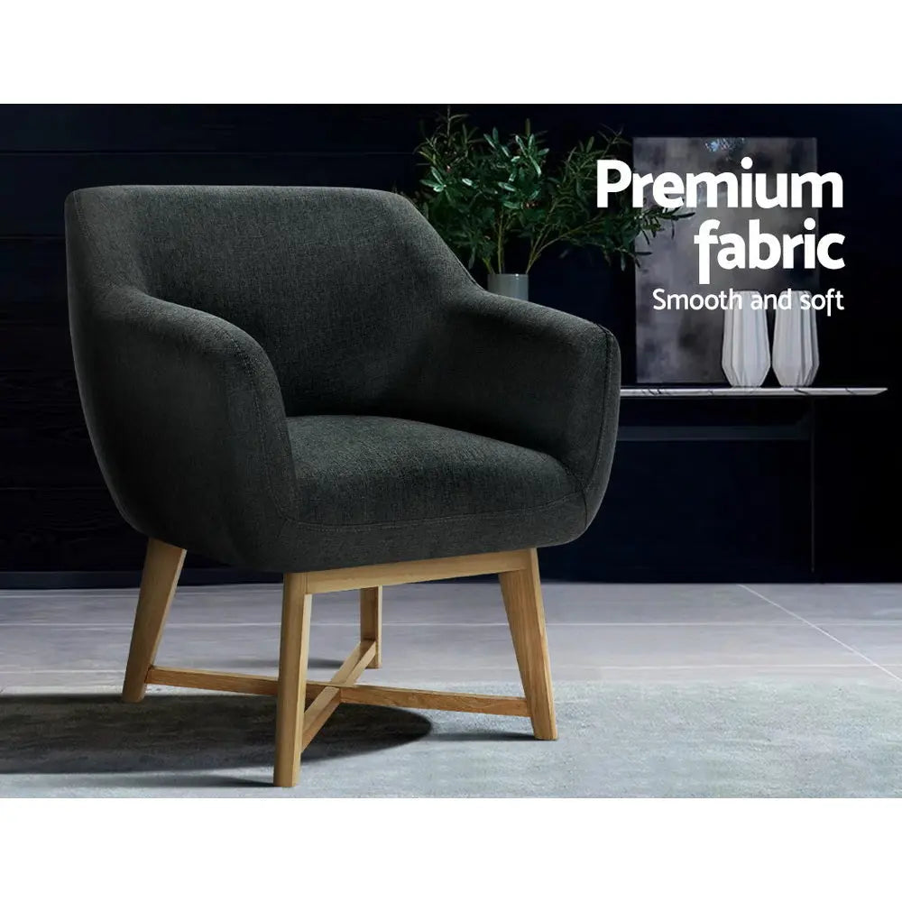 Artiss Armchair Tub Chair Charcoal Aston - Chez Guru