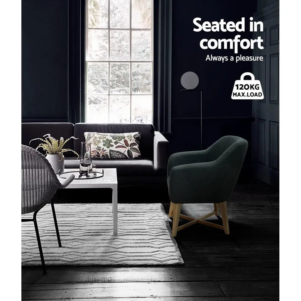 Artiss Armchair Tub Chair Charcoal Aston - Chez Guru