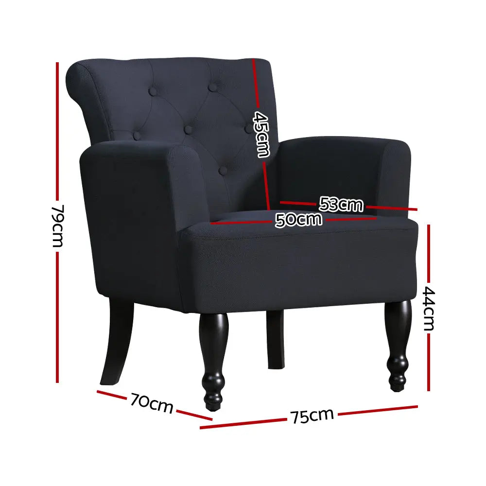 Artiss Armchair Wingback Charcoal Lothair - Chez Guru