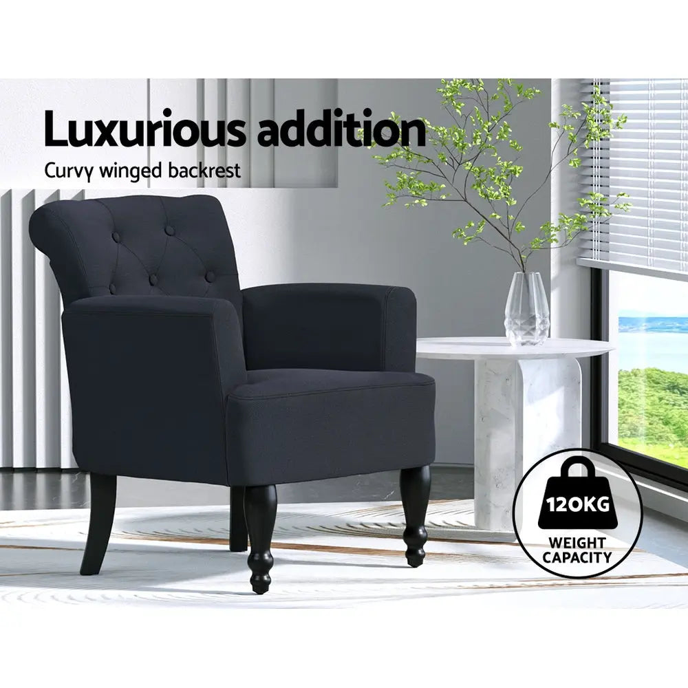 Artiss Armchair Wingback Charcoal Lothair - Chez Guru