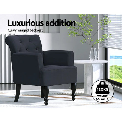 Artiss Armchair Wingback Charcoal Lothair - Chez Guru