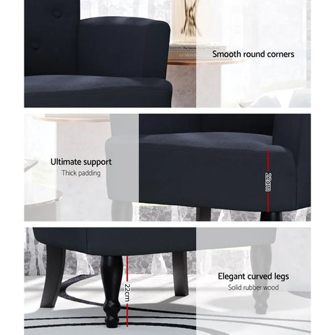 Artiss Armchair Wingback Charcoal Lothair - Chez Guru