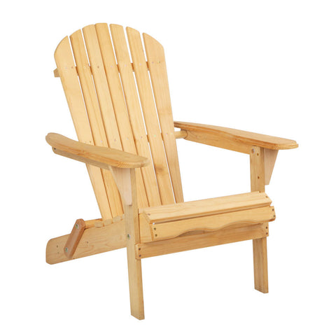Gardeon Adirondack Outdoor Chairs Wooden Beach Chair Patio Furniture Garden Natural Chez Guru